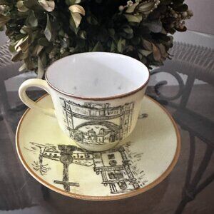 Vintage Bareuther Waldsadden Porcelain Demi Cup&Saucer Bavaria Germany Religious